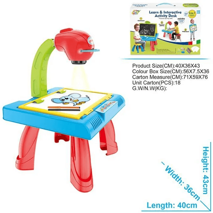 3-in-1 Interactive Learning Desk for Kids – Chalkboard, Drawing Projector & Whiteboard thumbnail 2