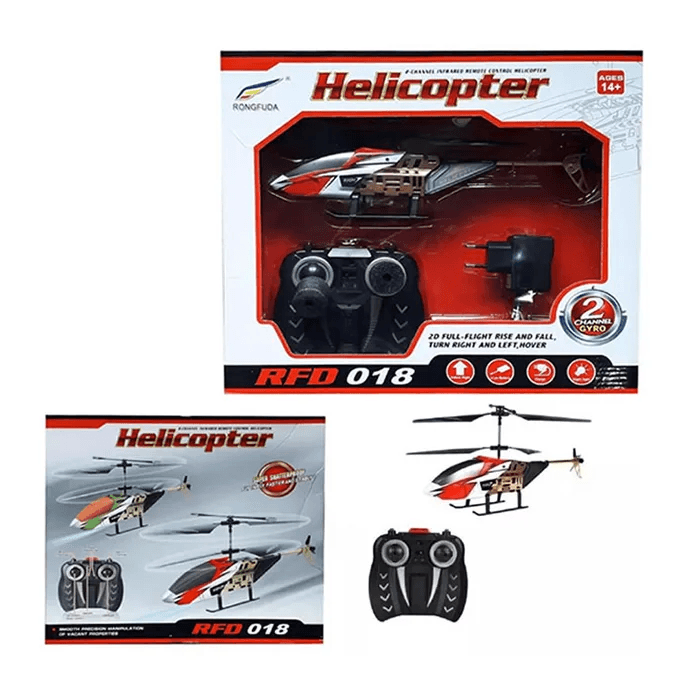 Remote Control Helicopter RFD-018 – 2-Channel Rechargeable Toy for Kids, Multi-Color thumbnail 4