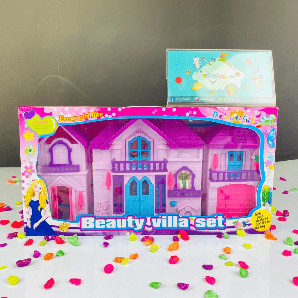 Purple Color Beauty Villa Doll House – Pretend Play Home for Kids - Image 1